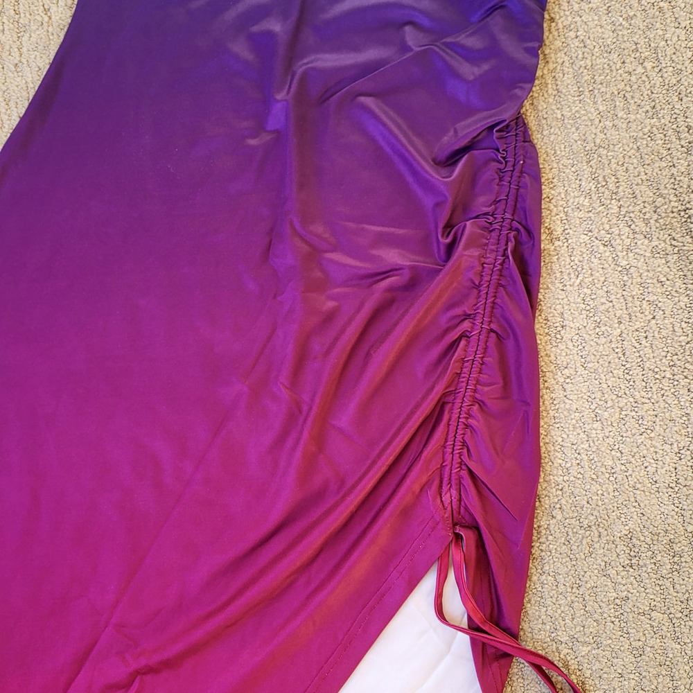 Women’s Short Sleeve Side Split Ruched Bodycon Midi Dress–Gokatosau–Size XL-NWT - Picture 4 of 10